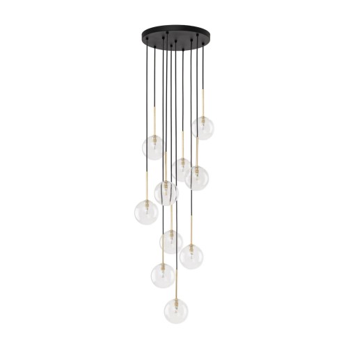 Lampa wisząca nowoczesna elegancka glamour klosz szklany kule czarna złota TK Lighting Nilos 5943 5x6W G9