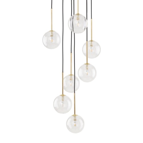 Lampa wisząca do salonu klosz szklany kule czarna złota TK Lighting Nilos 5362 7x6W G9