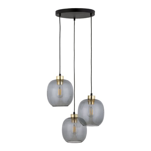 Lampa wisząca nowoczesna elegancka glamour loft klosz szklany grafitowa złota TK Lighting Omega 4573 3x15W E27