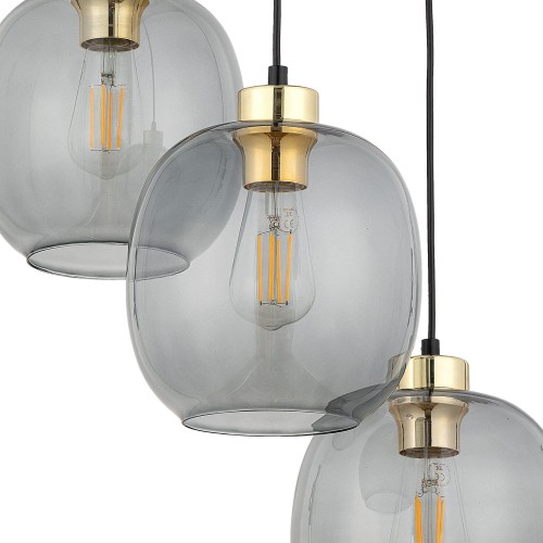 Lampa wisząca nowoczesna elegancka glamour loft klosz szklany grafitowa złota TK Lighting Omega 4573 3x15W E27