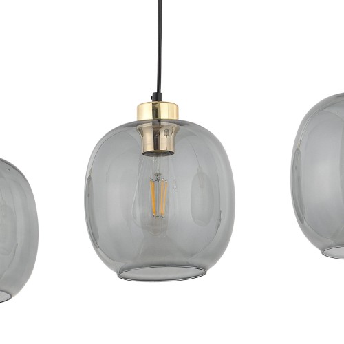 Lampa wisząca nad stół nowoczesna elegancka glamour loft klosz szklany grafitowa złota TK Lighting Omega 4574 3x15W E27