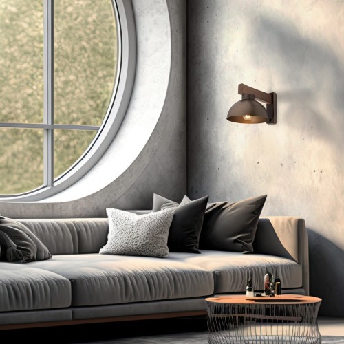 Kinkiet skandynawski industrialny loft rustykalny retro drewniany klosz metalowy brązowy orzech TK Lighting Oslo 6279 1x15W E27