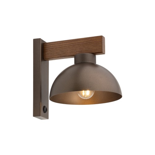 Kinkiet skandynawski industrialny loft rustykalny retro drewniany klosz metalowy brązowy orzech TK Lighting Oslo 6279 1x15W E27