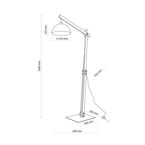 Lampa podłogowa skandynawska industrialna loft retro drewniana klosz metalowy brązowa orzech TK Lighting Oslo 6319 1x15W E27