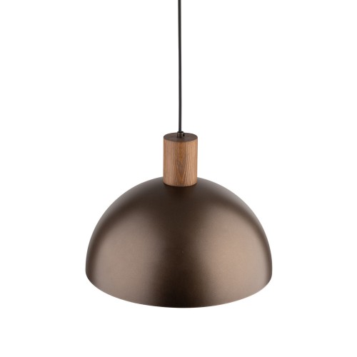 Lampa wisząca skandynawska industrialna loft retro drewniana klosz metalowy brązowa orzech TK Lighting Oslo 4508 1x15W E27