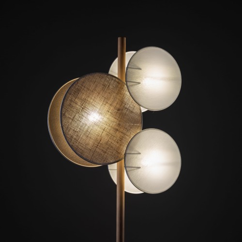 Lampa podłogowa z okrągłym abażurem materiałowym koło drewniana sosna biała TK Lighting Pulse 5960 3x15W E27