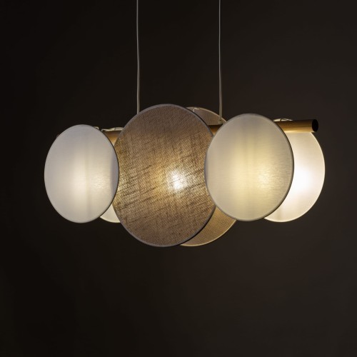 Lampa wisząca nowoczesna klasyczna abażur materiałowy koło drewniana sosna biała TK Lighting Pulse 10005 3x15W E27