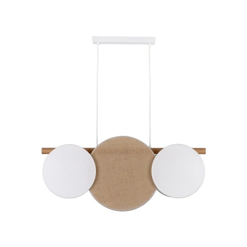 Lampa wisząca nowoczesna klasyczna abażur materiałowy koło drewniana sosna biała TK Lighting Pulse 10005 3x15W E27