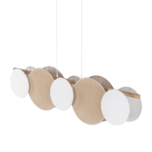 Lampa wisząca nad stół abażur materiałowy koło drewniana sosna biała TK Lighting Pulse 4815 5x15W E27