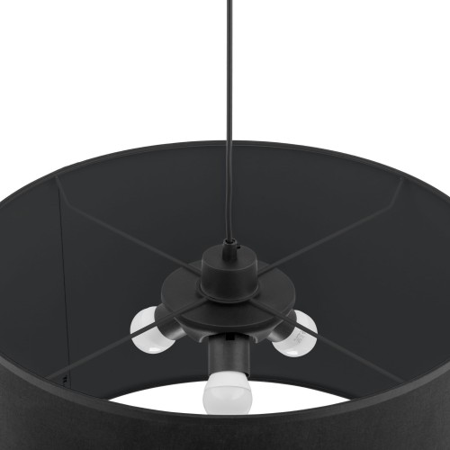 Lampa wisząca klasyczna loft okrągły abażur materiałowy czarna TK Lighting Rondo 3465 3x15W E27