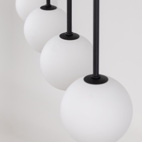 Lampa wisząca listwa nowoczesna elegancka skandynawska klosz szklany kule czarna biała TK Lighting Martin 4503 4x6W G9