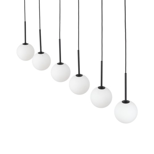 Lampa wisząca listwa nowoczesna elegancka skandynawska klosz szklany kule czarna biała TK Lighting Martin 4504 6x6W G9