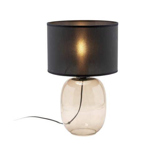 Lampka nowoczesna skandynawska klasyczna elegancka abażur materiałowy czarna bursztynowa TK Lighting Melody 5988 1x15W E27