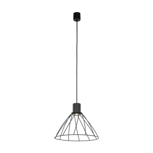 Lampa wisząca nowoczesna industrialna loft ażurowa klosz metalowy pręty stożek czarna TK Lighting Modesto 10160 1x10W GU10