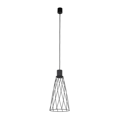 Lampa wisząca nowoczesna industrialna loft ażurowa klosz metalowy pręty stożek czarna TK Lighting Modesto 10160 1x10W GU10