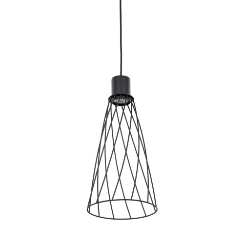 Lampa wisząca nowoczesna industrialna loft ażurowa klosz metalowy pręty stożek czarna TK Lighting Modesto 10161 1x10W GU10