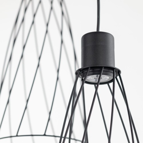 Lampa wisząca nowoczesna industrialna loft ażurowa klosz metalowy pręty stożek czarna TK Lighting Modesto 10187 3x10W GU10