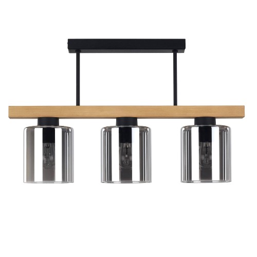 Lampa wisząca nowoczesna industrialna loft ażurowa klosz metalowy pręty stożek czarna drewno TK Lighting Modesto 10188 3x10W GU10