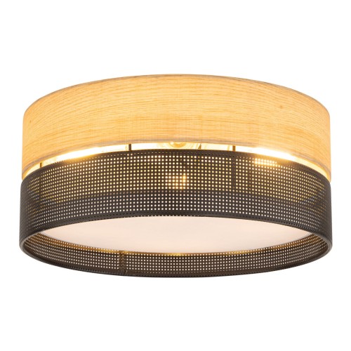 Plafon nowoczesny boho skandynawski ażurowy klosz metalowy koło czarny dąb TK Lighting Nicol 4800 4x15W E27
