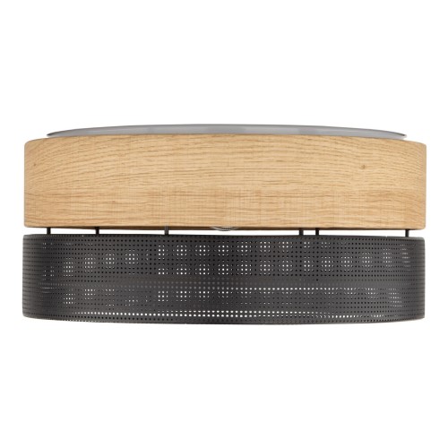 Plafon nowoczesny boho skandynawski ażurowy klosz metalowy koło czarny dąb TK Lighting Nicol 4800 4x15W E27