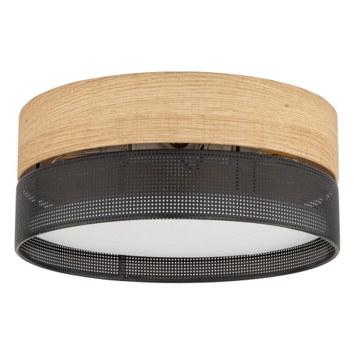 Lampa wisząca nowoczesna boho skandynawska ażurowa klosz metalowy czarna dąb TK Lighting Nicol 4799 1x15W E27