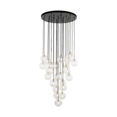 Lampa wisząca nowoczesna elegancka glamour klosz szklany kule czarna złota TK Lighting Nilos 10099 26x6W G9