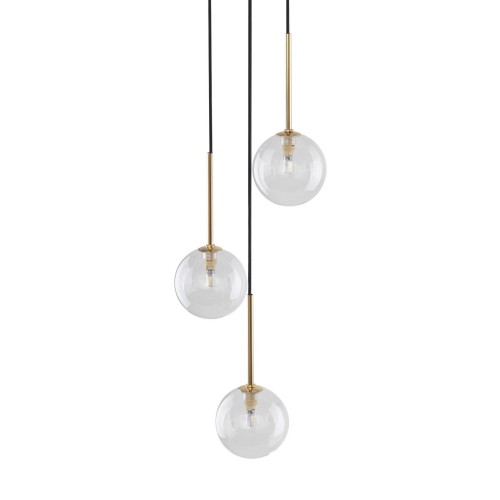 Lampa wisząca nowoczesna elegancka glamour klosz szklany kule transparentna złota TK Lighting Nilos 5942 3x6W G9