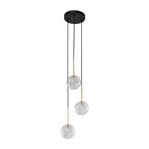 Lampa wisząca nowoczesna elegancka glamour klosz szklany kule transparentna złota TK Lighting Nilos 5942 3x6W G9
