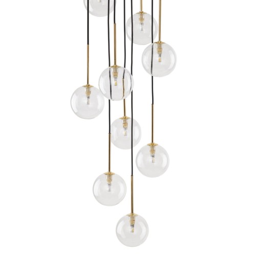 Lampa wisząca nowoczesna elegancka glamour klosz szklany kule transparentna złota TK Lighting Nilos 5944 10x6W G9