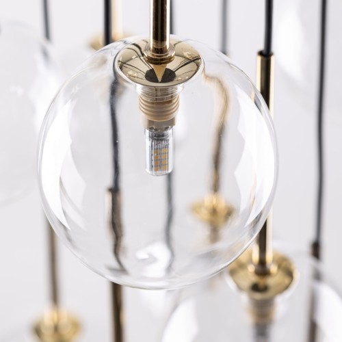 Lampa wisząca nowoczesna elegancka glamour klosz szklany kule czarna złota TK Lighting Nilos 5945 17x6W G9