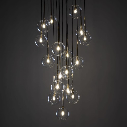 Lampa wisząca nowoczesna elegancka glamour klosz szklany kule czarna złota TK Lighting Nilos 5945 17x6W G9