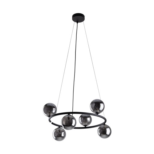 Lampa wisząca nowoczesna loft industrialna koło pierścień obręcz klosz szklany kule czarna grafitowa TK Lighting Anabelle 6844 8x6W G9