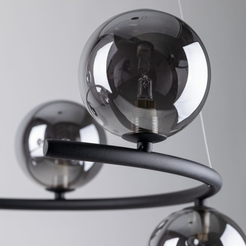 Lampa wisząca nowoczesna loft industrialna koło pierścień obręcz klosz szklany kule czarna grafitowa TK Lighting Anabelle 6844 8x6W G9