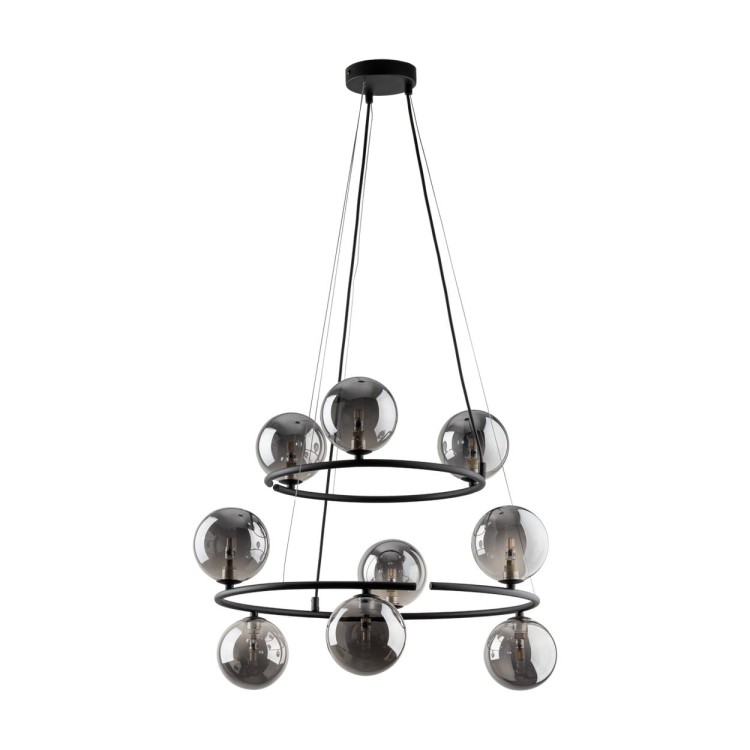 Lampa wisząca nowoczesna loft industrialna koła pierścienie obręcz klosz szklany kule czarna grafitowa TK Lighting Anabelle 6845 9x6W G9