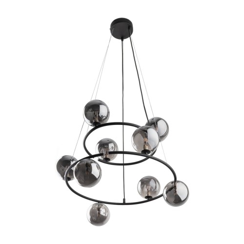 Lampa wisząca nowoczesna loft industrialna koła pierścienie obręcz klosz szklany kule czarna grafitowa TK Lighting Anabelle 6845 9x6W G9