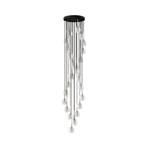 Lampa wisząca duża długa nowoczesna elegancka glamour klosz szklany kule transparentna złota TK Lighting Aurora 10258 26x6W G9