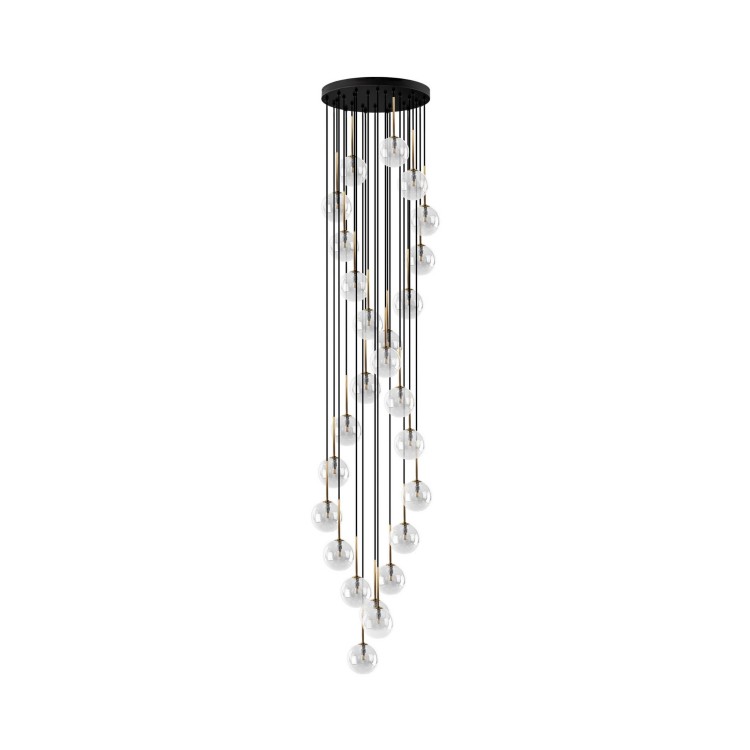Lampa wisząca duża długa nowoczesna elegancka glamour klosz szklany kule transparentna złota TK Lighting Aurora 10258 26x6W G9