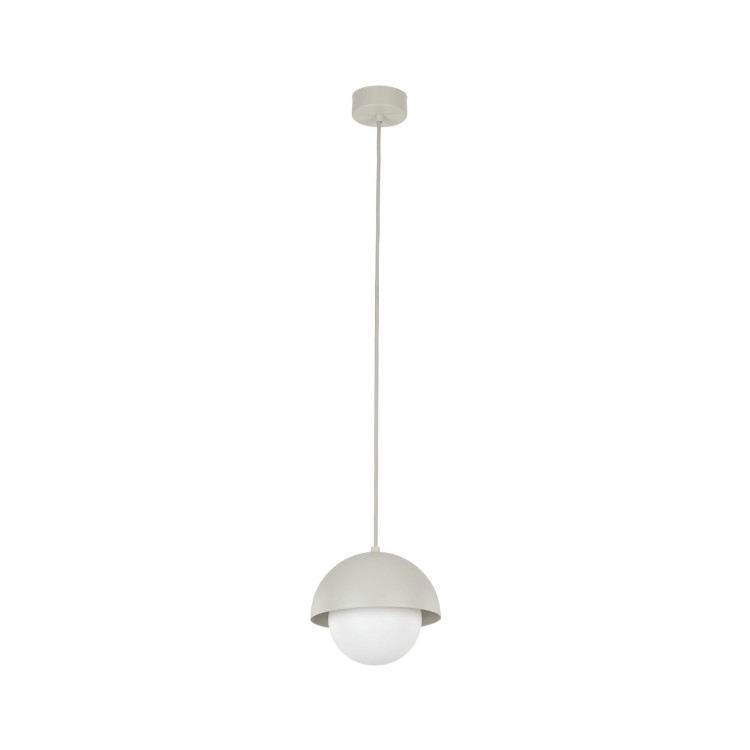 Lampa wisząca biała szklana kula nowoczesna skandynawska klosz metalowy miska beżowa TK Lighting Bono 10205 1x8W G9