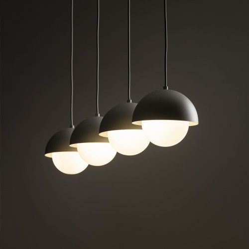 Lampa wisząca nad stół białe szklane kule nowoczesna skandynawska klosz metalowy miska beżowa TK Lighting Bono 10213 4x8W G9