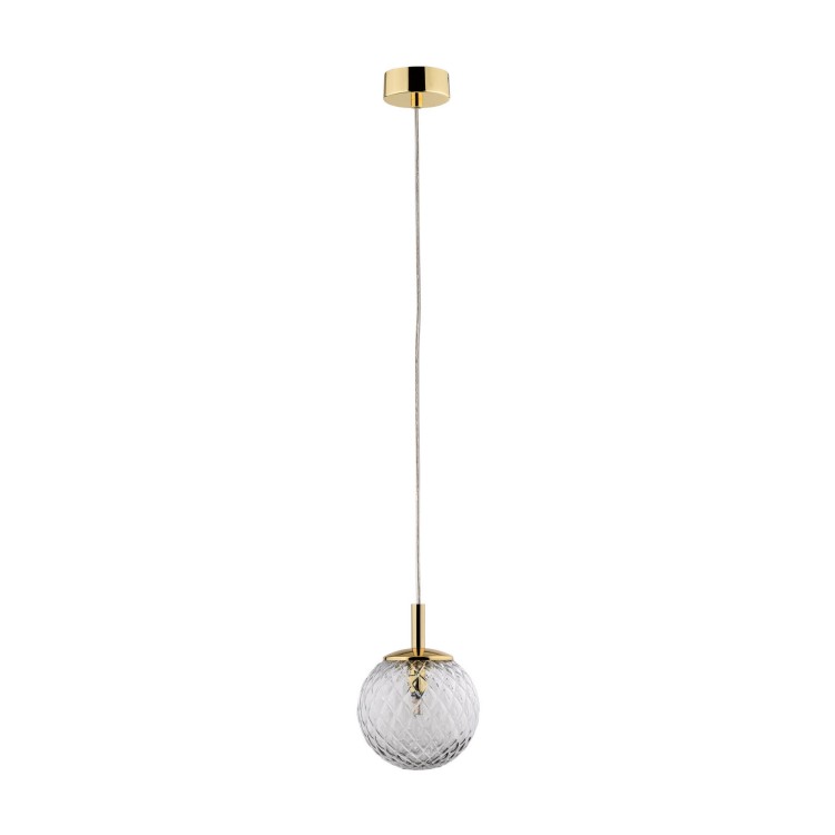 Lampa wisząca elegancka glamour klosz szklany kula transparentna złota TK Lighting Cadix 759 1x6W G9