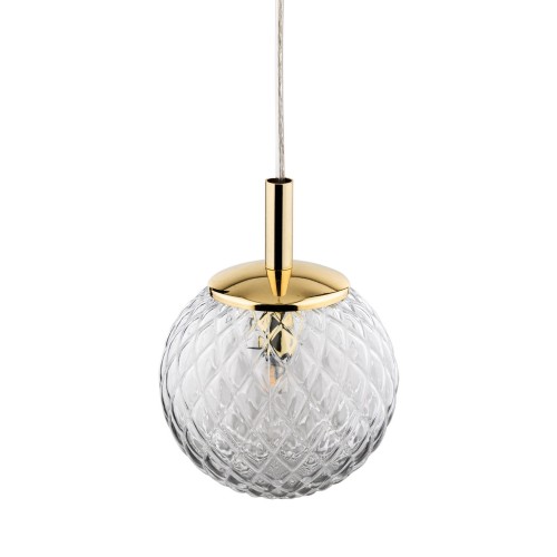 Lampa wisząca elegancka glamour klosz szklany kula transparentna złota TK Lighting Cadix 759 1x6W G9