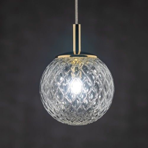 Lampa wisząca elegancka glamour klosz szklany kula transparentna złota TK Lighting Cadix 759 1x6W G9
