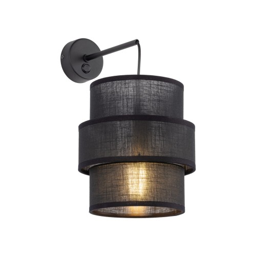 Kinkiet nowoczesny klasyczny abażur materiałowy tuba czarny TK Lighting Calisto 5955 1x15W E27