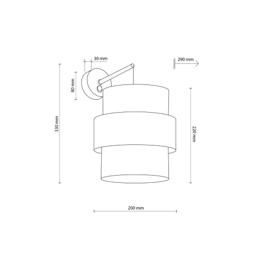 Kinkiet nowoczesny klasyczny abażur materiałowy tuba czarny TK Lighting Calisto 5955 1x15W E27
