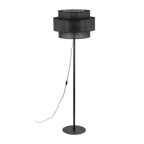 Lampa podłogowa nowoczesna klasyczna abażur materiałowy tuba czarna TK Lighting Calisto 5896 1x15W E27
