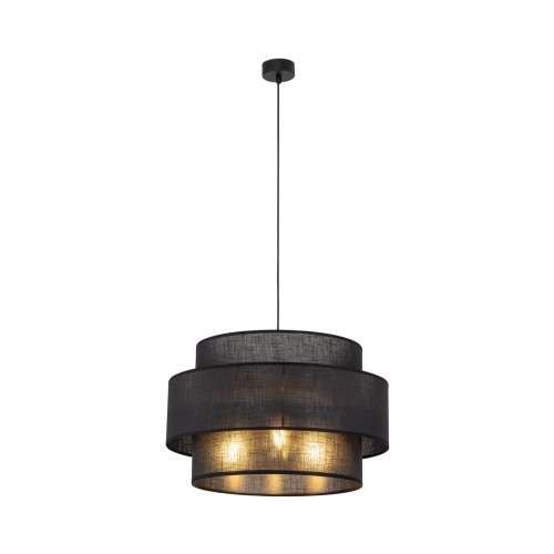 Lampa wisząca nowoczesna klasyczna abażur materiałowy tuba czarna TK Lighting Calisto 5099 3x15W E27
