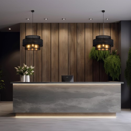 Lampa wisząca nowoczesna klasyczna abażur materiałowy tuba czarna TK Lighting Calisto 5099 3x15W E27