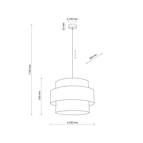 Lampa wisząca nowoczesna klasyczna abażur materiałowy tuba czarna TK Lighting Calisto 5099 3x15W E27