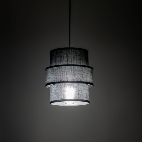 Lampa wisząca abażur materiałowy tuba czarna TK Lighting Calisto 5306 1x15W E27