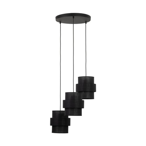 Lampa wisząca długa do salonu abażur materiałowy tuba czarna TK Lighting Calisto 5981 3x15W E27